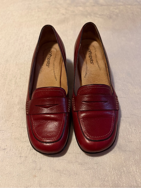 Softspots Shoes - Softspots Women's Deep Wine Leather Penny Loafer Heels